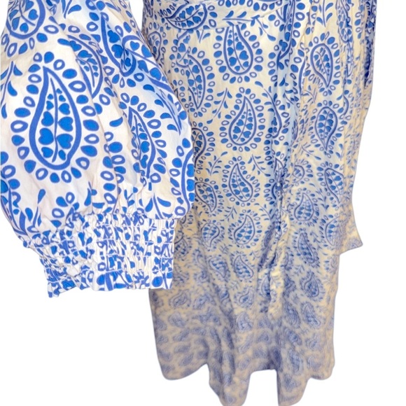 Boden Clara Cotton Shirt Dress Bright Blue Paisley Heart - Picture 5 of 6